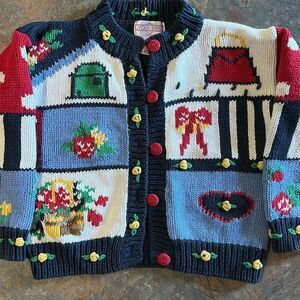 Lydia Jane Vintage Bulky Grandma Cardigan Sweater 5-6 Medium